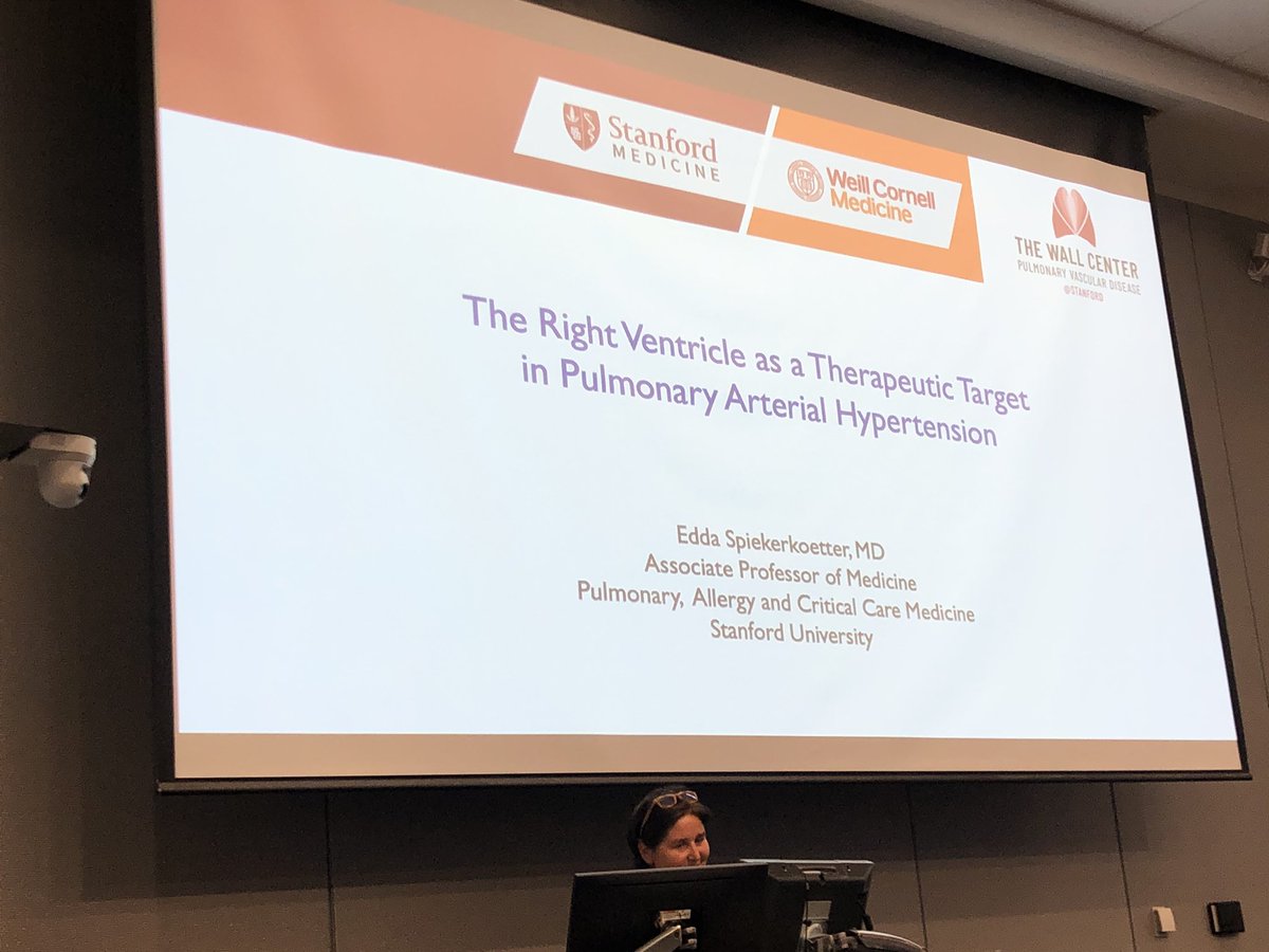 SeanM_Wu's tweet photo. Pulmonary HTN session by Dr Marlene Rabinovitch &amp; Edda Spiekerkoetter @StanfordMed &amp; Evelyn Horn @WeillCornell covering BMPRIi signaling, RV failure, and PV domics @StanfordCVI @WeillCornell CV Symposium. @StanfordDeptMed @stanford https://t.co/ReIEGu478n