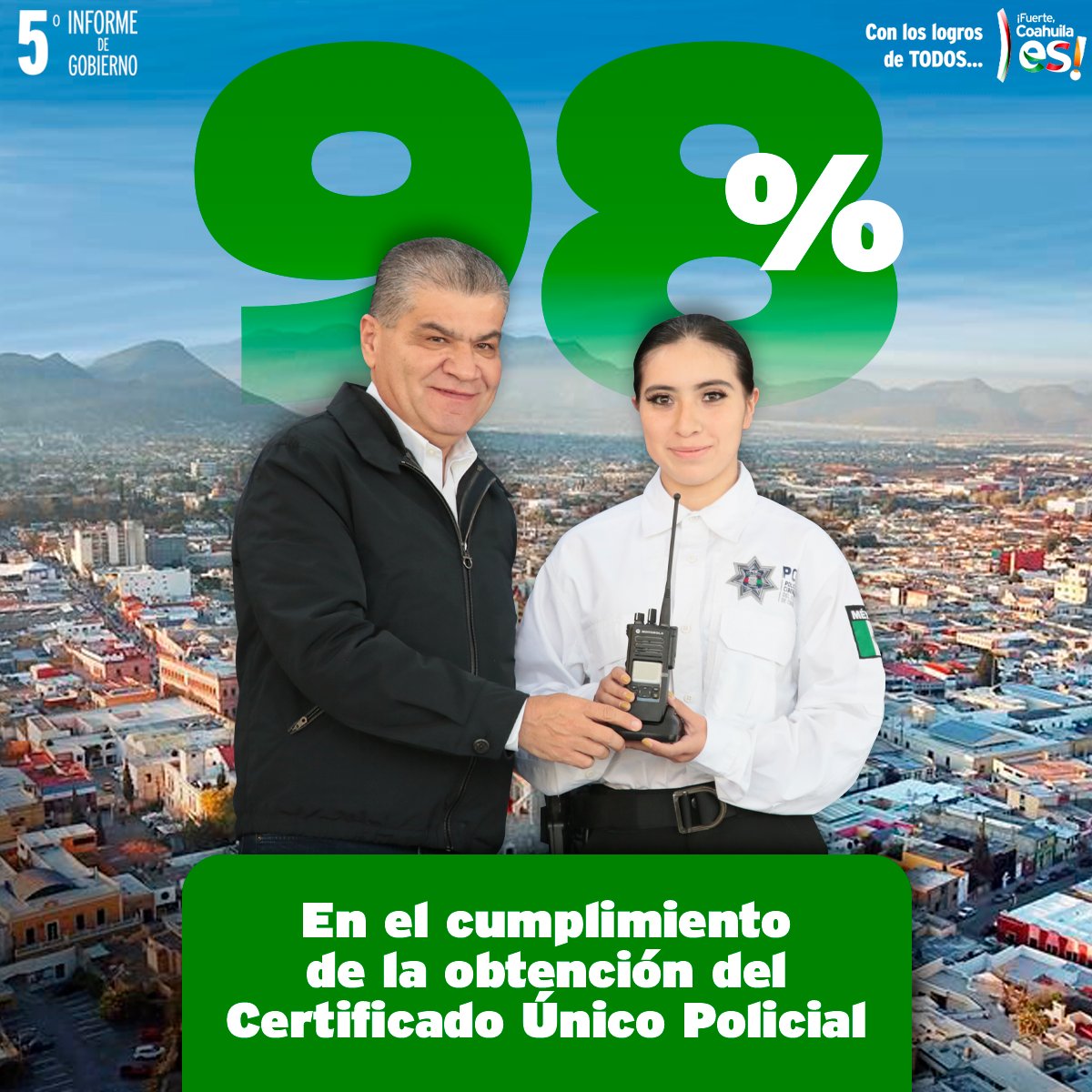 👮‍♀️Hoy #Coahuila mantiene una policía confiable, profesional y altamente capacitada. Con los logros de todos, #FuerteCoahuilaEs.