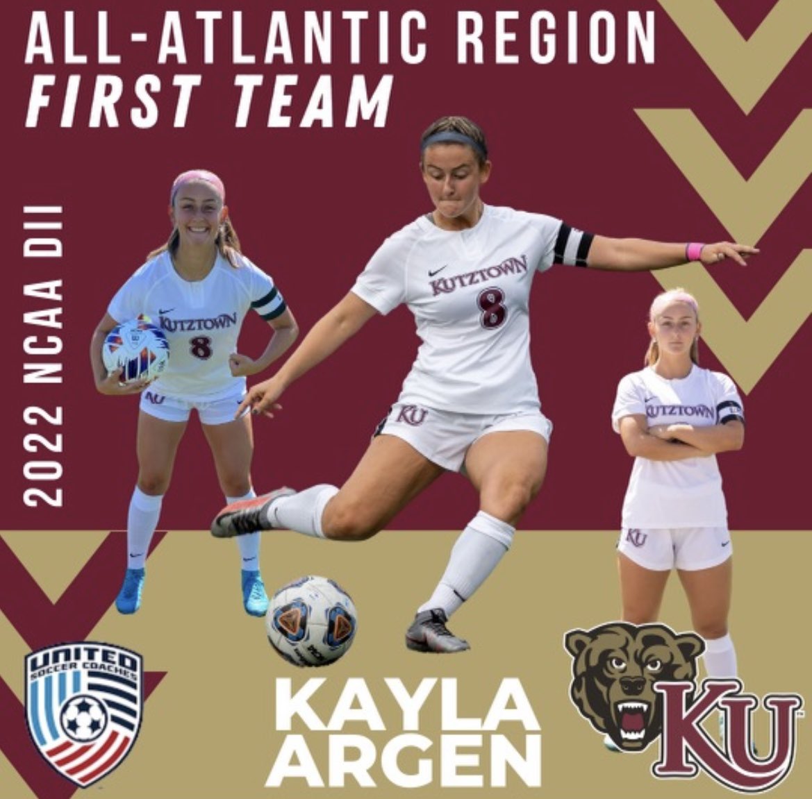 Kutztown Soccer (@kutztownsoccer) on Twitter photo For the second year in a row, Kayla Argen has been named All-Atlantic Region 1st Team by the <a href="/UnitedCoaches/">United Soccer Coaches</a>
Congratulations, Kayla!!!
🐻⚽️💪🏼 For the second year in a row, Kayla Argen has been named All-Atlantic Region 1st Team by the <a href="/UnitedCoaches/">United Soccer Coaches</a>
Congratulations, Kayla!!!
🐻⚽️💪🏼