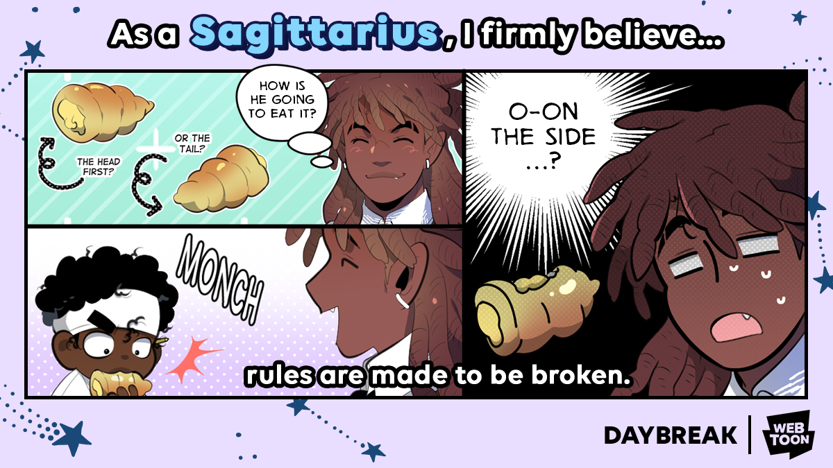 webtoonofficial's tweet photo. To all the Sagittarius♐who despise commitment, we guarantee these #WEBTOON series will be worth your time!🤩
Satiate that #Sagittarius thirst to explore new things with these riveting reads! #NiceToMeetYou #WindBreaker #Daybreak #GeckoChan @wishroomness @Moosopp @GeckoChan_ https://t.co/zr61WlJBBU
