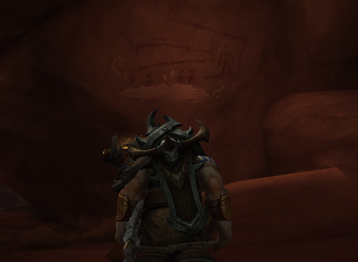 BrewNecro's tweet photo. i know everyone's rushing to get to level 70, but be sure to stop along the way and see all the great detail hidden throughout the dragon isles. i found this awesome cave with ancient art #Dragonflight https://t.co/lpGbmxFzvS