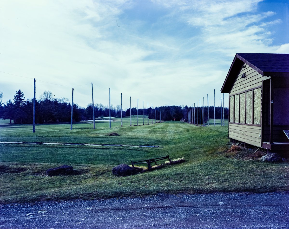 The driving range in the hamlet of Carsonby, Ontario on old Hwy 16 is all buttoned up for winter. (@chamonixcamera 45N2, 135mm f5.6 Nikkor W, @KodakProFilmBiz Ektar 100 pushed two stops)