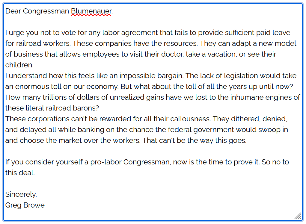 GregorFAFSA's tweet photo. @repblumenauer Now's the time for pro-labor politicians to identify themselves. Workers need paid leave. Failure to enshrine that in a contract only enables the worst aspects of corporate dominance https://t.co/C2B9fRtKSy