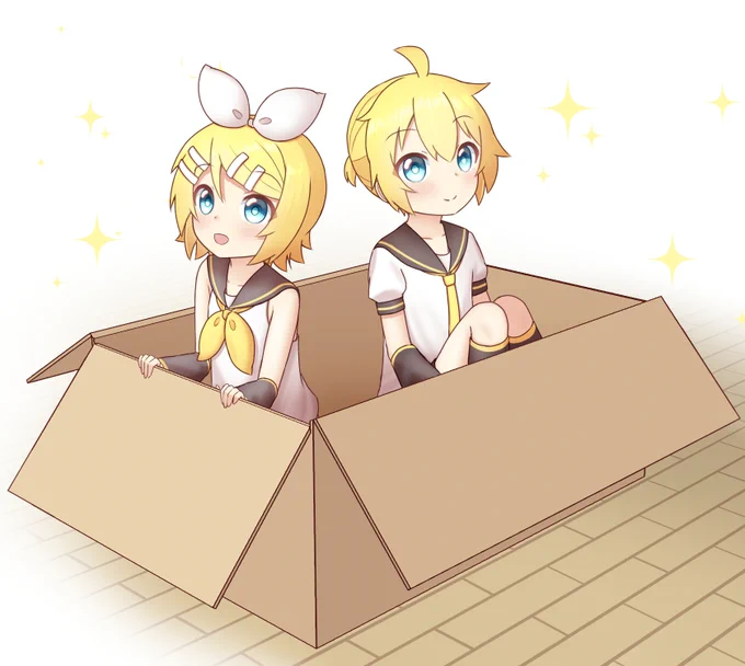ピアプロ運営です。本日は #鏡の日 !鏡といえば…リンレンの名前に入ってますねという事で本日は「鏡音リン・レン」作品をご紹介!雷XO6さんの段ボールに入るリンレン!ネコさんかと思いました!キラキラな表情がとっても可愛い!(*'艸`*)【】 #piapro  #鏡音リン #鏡音レン 