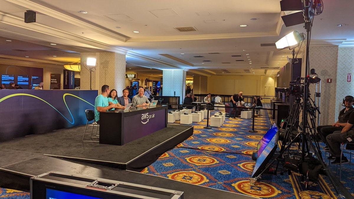 An angle of <a href="/AWSonAir/">AWSonAir</a> you don't see from home.
Join <a href="/FarrahC32/">Farrah C</a>, <a href="/aaronshunter/">Aaron Hunter</a> and I in about 30 minutes to talk about maturing apps from idea to scaled production workloads using #AWS Copilot CLI 💪