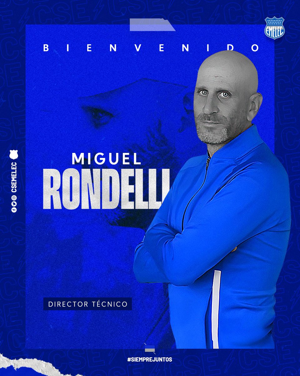 CSEmelec's tweet photo. ¡Bienvenido al Club Sport Emelec! 👏🏼

El Profesor Miguel Rondelli es el nuevo Dt del #Bombillo💡

#PorEmelec #SiempreJuntos🤜🏻🤛🏻⚡ https://t.co/PoEsNEE8hn