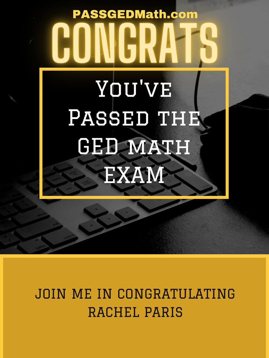 ged_pass's tweet image. #AnotherSuccess Please help me congratulate #RachelParis on passing her @GEDTestingService Math exam. #146  #GEDMathMonday #GEDMathHelp #GEDMathIn30Days  #YTChannel Thanks for TRUSTING   @PassGEDMath in 30 days