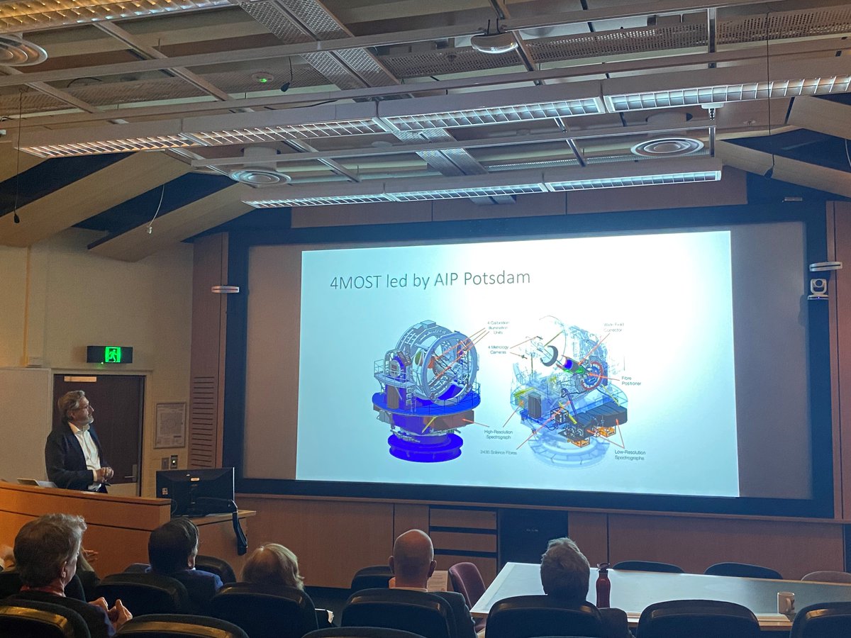 AstroAstralis's tweet photo. Astralis-AAO Director Prof Mark Casali describing AESOP (Fibre positioner for 4MOST on VISTA telescope) and BlueMUSE (Blue-optimised large field integral field spectrograph for the Very Large Telescope) at the workshop with @ESO delegates at ANU. (credits: Vimal Parashar) https://t.co/DovqfU5Xz7