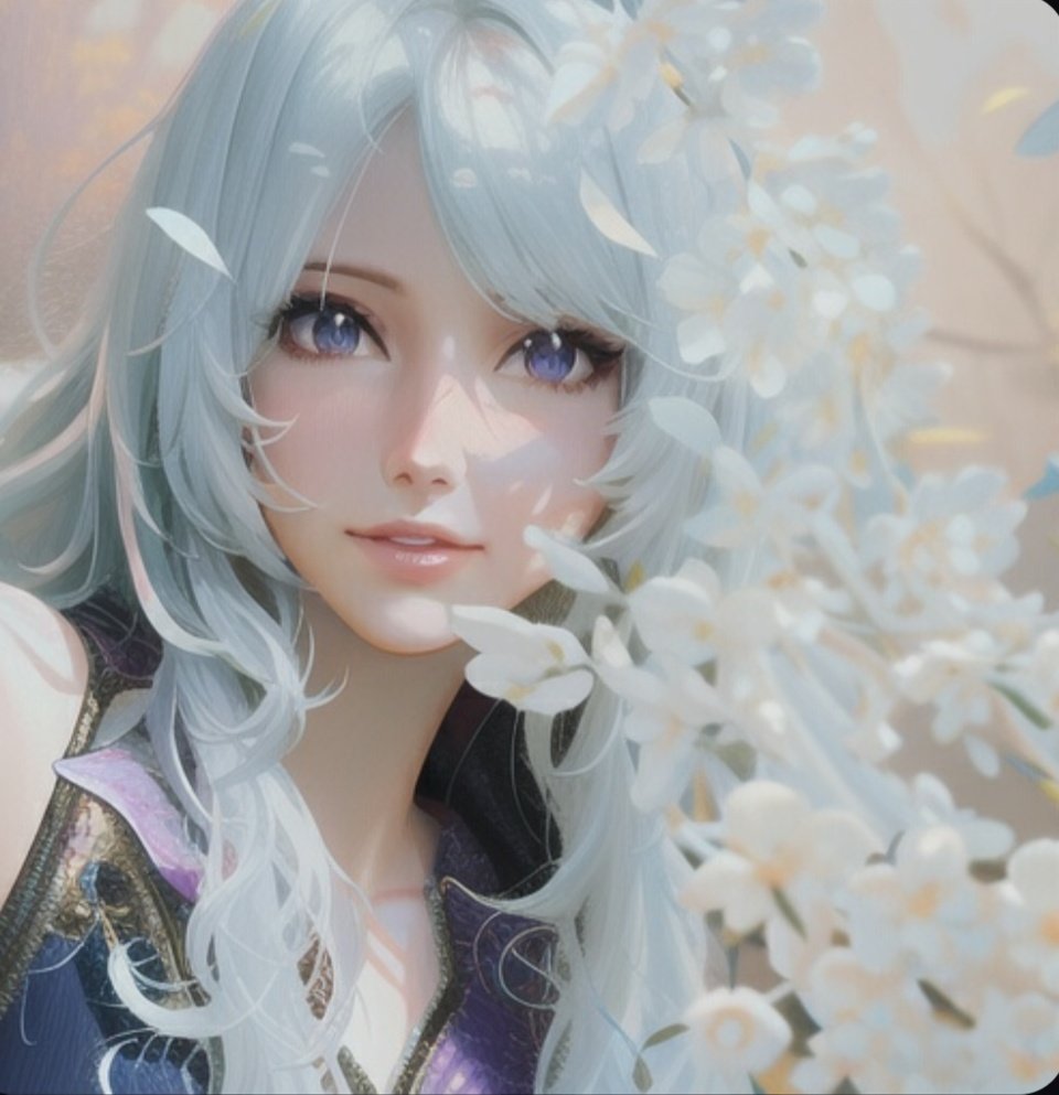 1girl solo blue eyes blonde hair flower looking at viewer veil  illustration images
