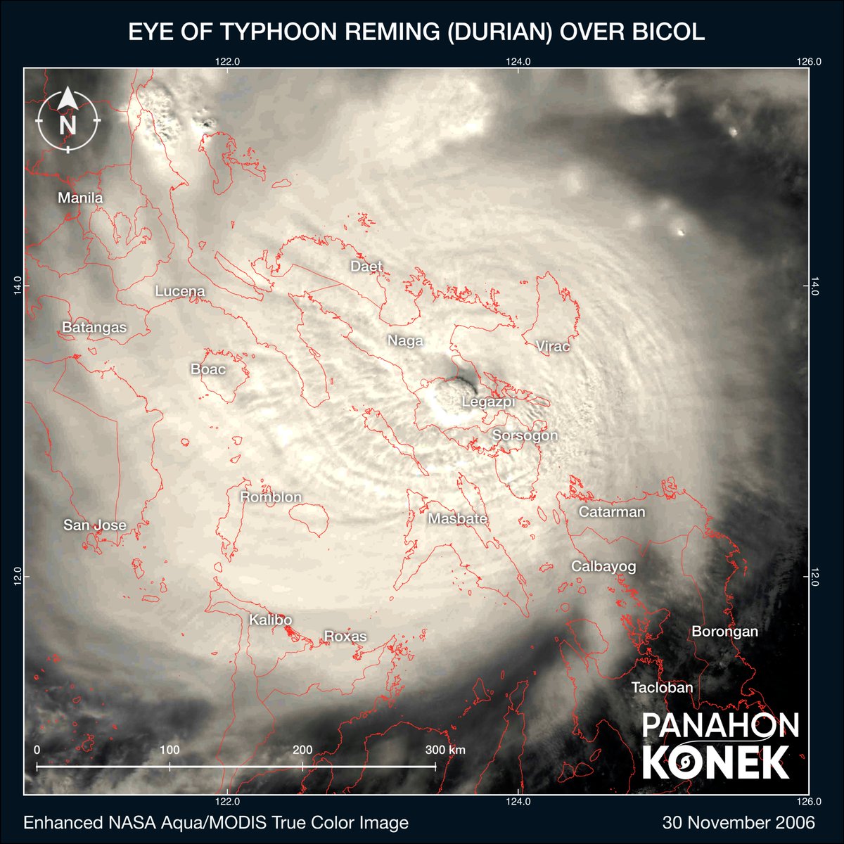 AbainzaRalph's tweet photo. The eye of Typhoon #Reming (#Durian) over the Bicol peninsula on this day in 2006. More than 700 lives were lost. https://t.co/7VLPSEfCRo
