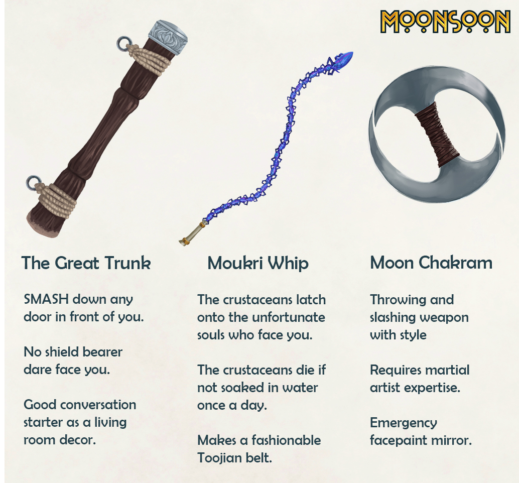 The intimidating Buba weapon smith welcomes you into his workshop. Which weapon would you spend your hard-earned gold on? 
New weapon artwork for our upcoming #5e setting, Player Guide, by <a href="/HlaingKevin/">Thegoatslayer</a> #ttrpgfamily #ttrpgcommunity #fantasy #tabletopgaming