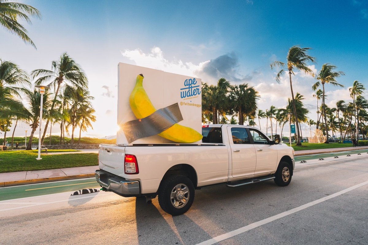 17ikoola's tweet photo. If you’re in Miami this week for #ApeBasel, be on the lookout for the 🍌 🛻 @ApeBeverages 👀 https://t.co/AAwaz3M7JR