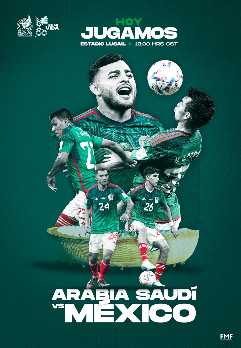 miseleccionmx's tweet photo. ¡𝐇𝐎𝐘 𝐉𝐔𝐆𝐀𝐌𝐎𝐒! ⚽️ 🇲🇽
¡Su apoyo será muy importante en el partido contra 🇸🇦, Incondicionales! 💚

¡Vamos juntos, @izzi_mx! 👊🏻

#MéxicoDeMiVida | #FMFporNuestroFútbol https://t.co/YLDwPoglpD