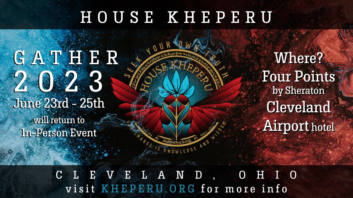 HouseKheperu's tweet photo. Start making plans now - Gather 2023 will be in person! Stay with us June 23 - 25th at Four Points at the Sheraton in Cleveland. Tickets will be on sale soon, we’ll keep you updated 😉

#housekheperu #gather2023 #event https://t.co/VeOL4zOSwu