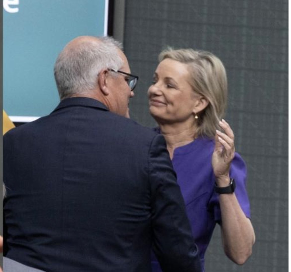 ScomoFails's tweet photo. Sussan Ley and Morrison are hugging like it’s someone wedding day at the censure motion, bizarre #auspol https://t.co/twsNAzaM55