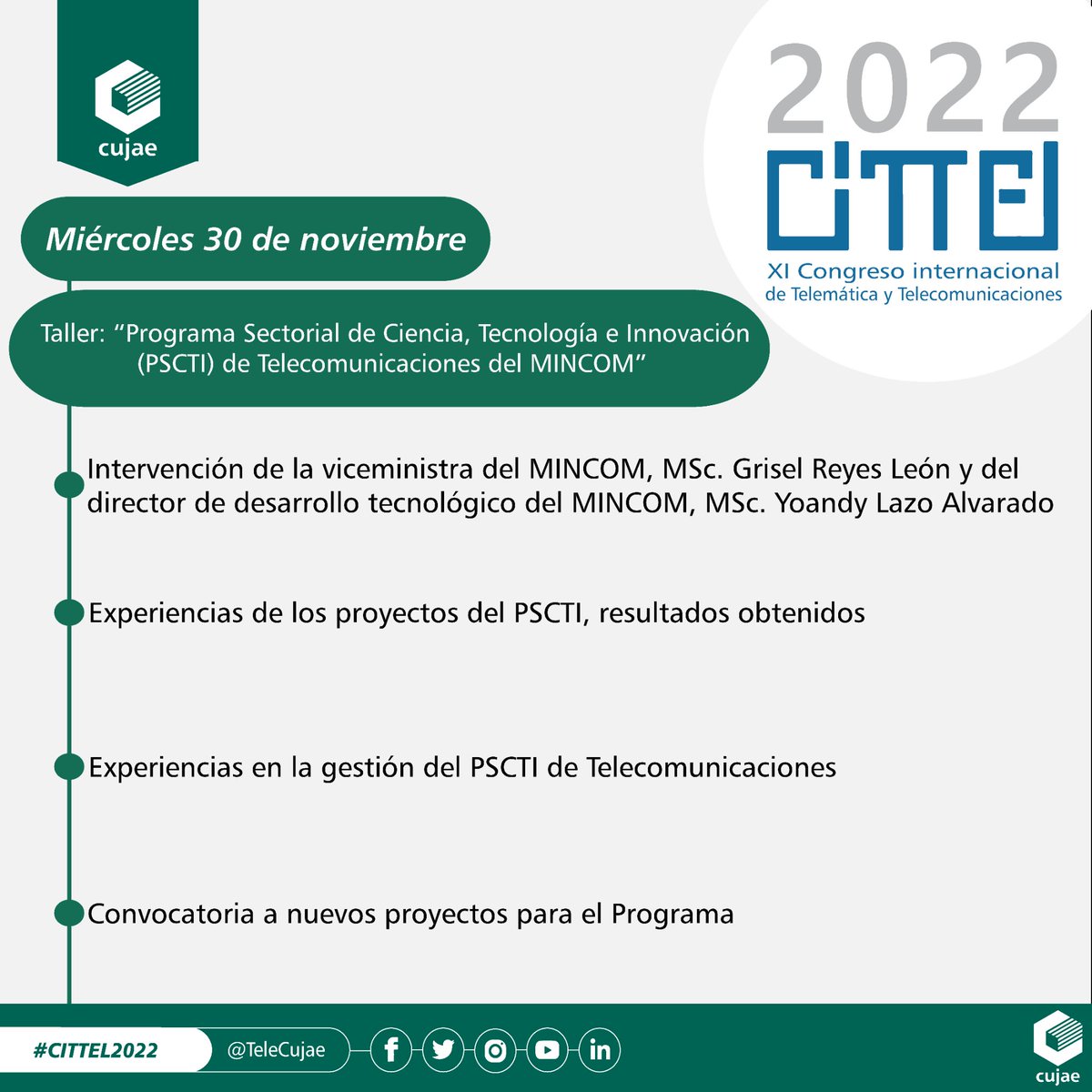 telecujae's tweet photo. #TeleCujae #CujaeRedSocial #CITTEL2022 https://t.co/EreTU9F0Z9