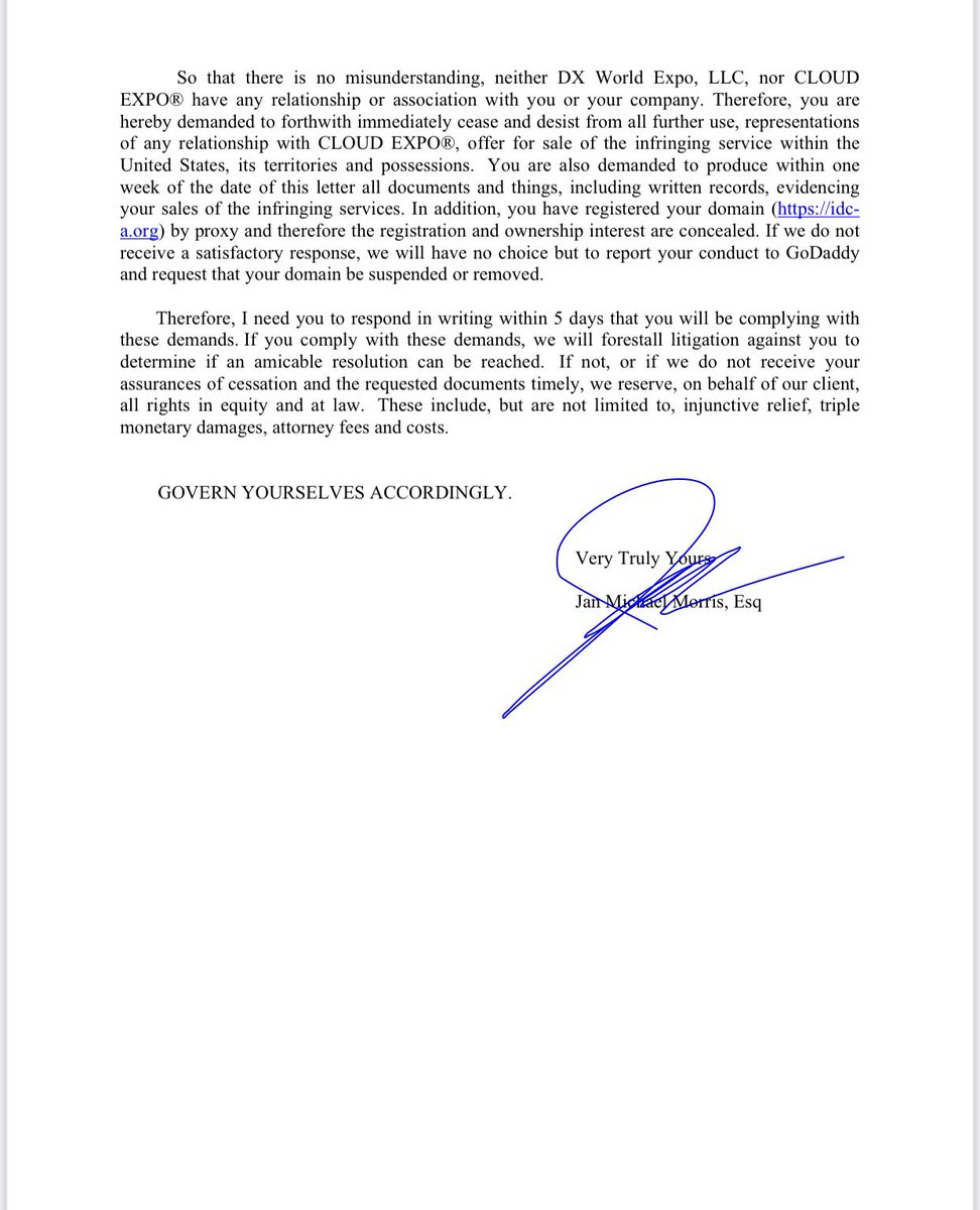 BigDataExpo's tweet photo. DX WORLD EXPO LLC asks GoDaddy to suspend/remove “International Data Center Authority (IDCA)” domain https://t.co/06935d6Cs7 operated by Mehdi Paryavi for false advertising and infringement of intellectual property https://t.co/7EZggVV5l9