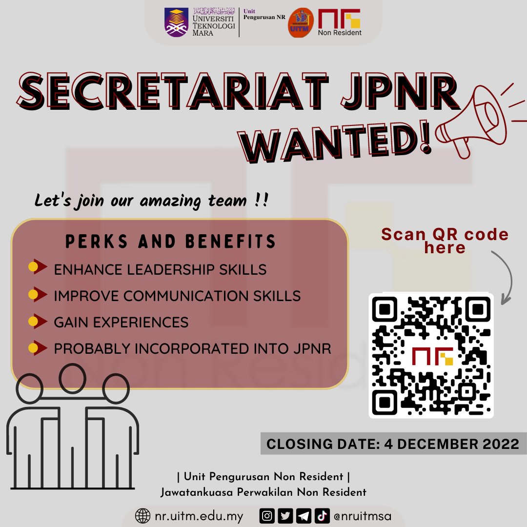 nruitmsa's tweet photo. Jom sertai SEKRETARIAT JAWATANKUASA PERWAKILAN PELAJAR NON RESIDENT (JPNR) SESI OKTOBER 2022 - FEBRUARI 2023

Terokai pengalaman baharu bersama team JPNR.
Pelbagai insentif menarik menanti anda!

Berminat? Sila isikan borang berikut:

https://t.co/3h7RKIWroA

Linktree di bio👆🏻 https://t.co/LSBIF2lZ1i