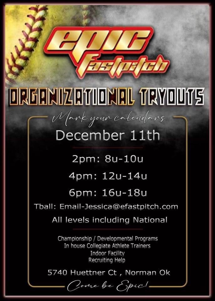 EpicFastpitchO's tweet photo. π₯ Tryouts !!! π₯
This is for all Teams !!
National Teams βοΈ
(Including both National 18u teams)
Premier Teams βοΈ
EPIC ORG TEAMS βοΈ
ALL AGES !!!
LETS WORK !
#epicsb #BeEpic
https://t.co/7kF2jolbxC https://t.co/lNzXrIGA9K