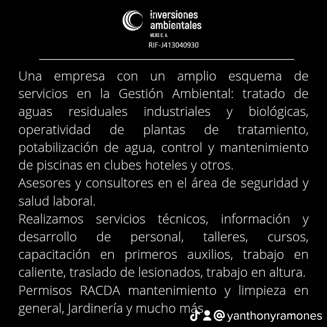 #nacimos para crecer juntos a nuestros trabajadores y Clientes #Gracias por estar y creer en nosotros.@inversionesambientales.ve <a href="/MovimientoEcol2/">Ecologico de Venezuela Carabobo</a> @enriquemedidas <a href="/Rafaelrios/">Rafael Rios</a>.<a href="/YanthonyRamones/">RY asesorías y servicios Integrales.</a>