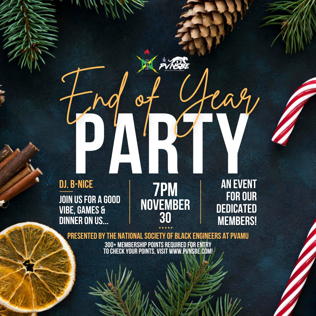 THE TIME HAS COME🫣

This is an invite all of our members with 300+ points to the Prairie View NSBE EOY party! This is a HUGE thank you because we wouldn’t be where we are today without you! Join us for a good time &amp; a catered dinner tomorrow with your lovely chapter!✨

<a href="/R5NSBE/">Region V • NSBE</a>