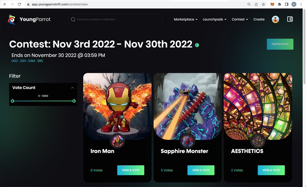 Hi YPC token holders,

There is less than a day to vote for November NFT contest, let's vote here app.youngparrotnft.com/contest/view and earn 1 YPM Bronze NFT.

Start from this December, we will allow YPM NFT holders to vote 😍

#bitgert #ypc #ypm