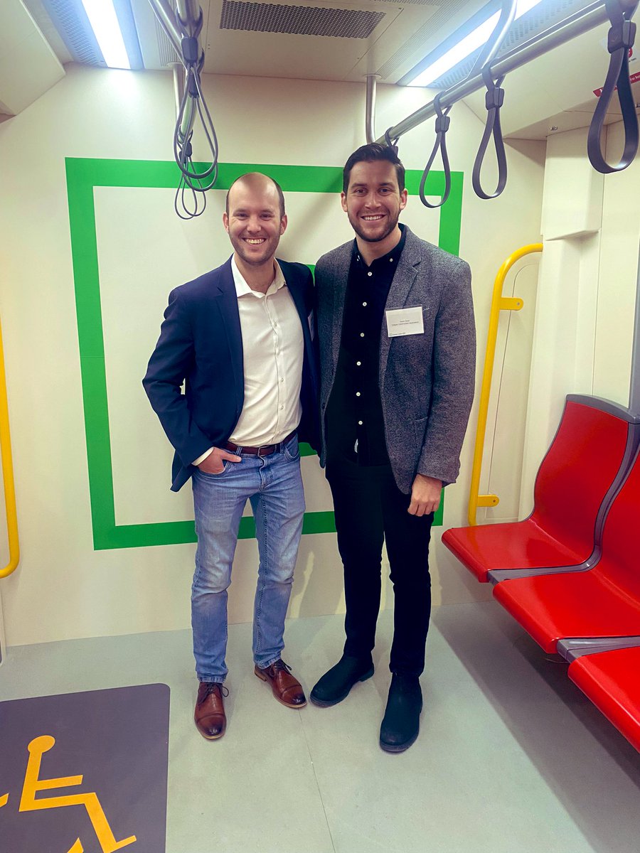 franocavar's tweet photo. Checking out the new #GreenLineLRT LRV. Can’t wait to see it in operation!
Also great to run into fellow former staffers and City Hall veterans. @Mr_Pinkster #Calgary #yyccc https://t.co/Lt4gRq0yMQ