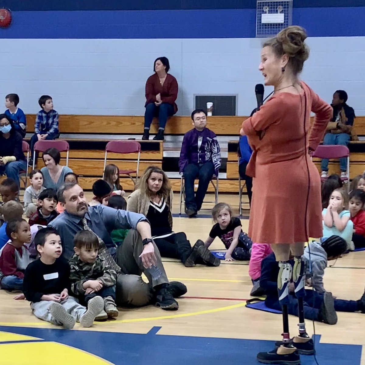 BehrensClass's tweet photo. Everyone included. Include everyone. @unstoppabletrac visited @Brockbulldogs with an inspirational and empowering message. @gecdsbpro @ClaraHowitt https://t.co/0OXqpYbzPa
