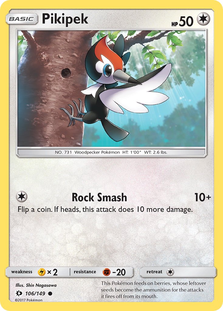 CardsHourly's tweet photo. Pikipek from the 'Sun &amp; Moon' base set! 

Artwork by: Shin Nagasawa
 #PokemonTCG #PokemonCards #Pokemon https://t.co/uxdZxUIRoP