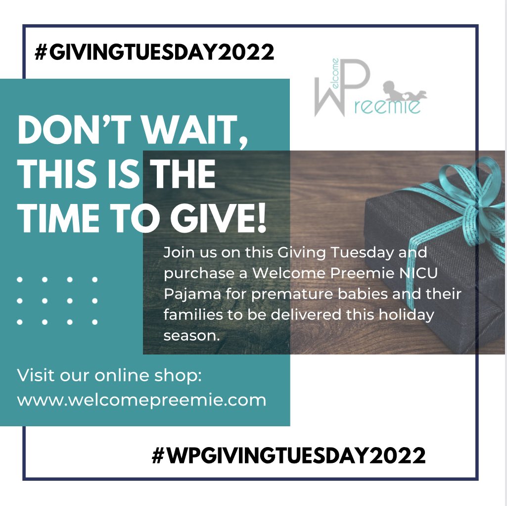 WelcomePreemie's tweet photo. Support @WelcomePreemie this #GivingTuesday 
Help us meet our goal of sending 25 Welcome Preemie NICU Pajamas to preemies and their families this holiday season. Purchase a Welcome Preemie pajama to give to a family in the NICU or SCN
Visit: https://t.co/nNnvCwzgoI today. https://t.co/QBvbLpbOE7