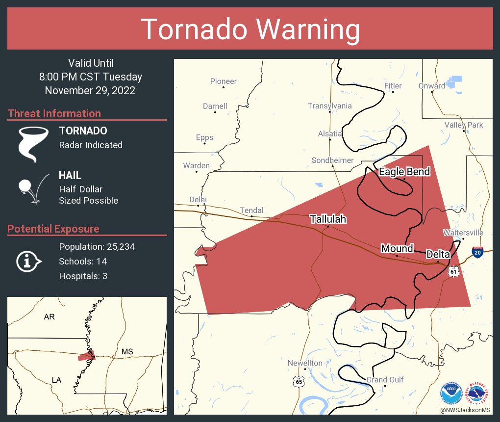 NWS Tornado on Twitter "Tornado Warning including Tallulah LA
