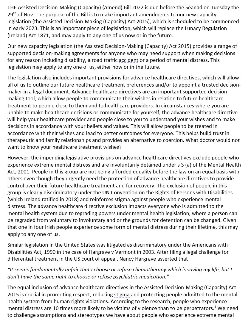 feemorr's tweet image. Thank you @frances_black for tabling amends to Assisted Decision-Making (Capacity) (Amend) Bill in Seanad this evening. While amends were not carried, we will continue to fight for equality re AHDs in Mental Health Amend Bill. See article from today @MaryButlerTD @rodericogorman