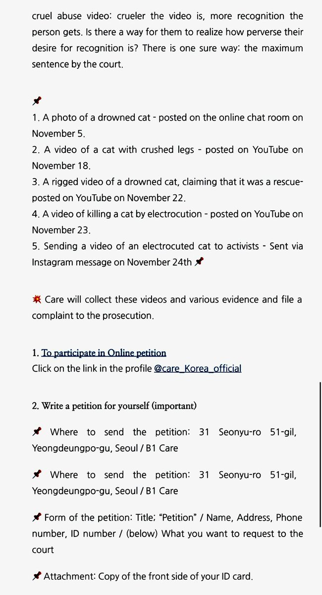FromCareKorea's tweet photo. 🔥Warning: The video contains disturbing content🔥

Once again, stray cats were brutally killed, as a new type of animal abuser appeared; a type which whitewashes his appalling abuse as a rescue. 

‼️To participate in Online petition
👉https://t.co/VHTgMBwEVm

#animalrights #care https://t.co/Ajl2yZtDEP