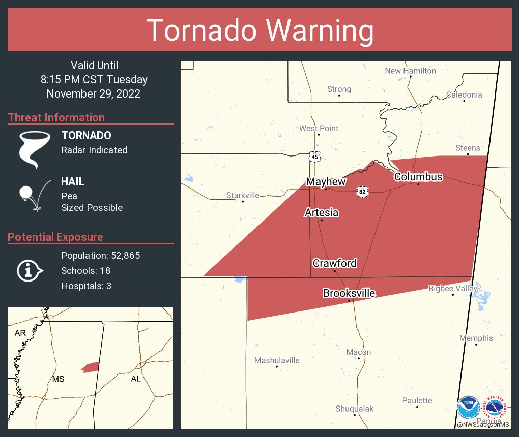 NWS Tornado on Twitter "Tornado Warning including Columbus MS, New Hope MS and Brooksville MS
