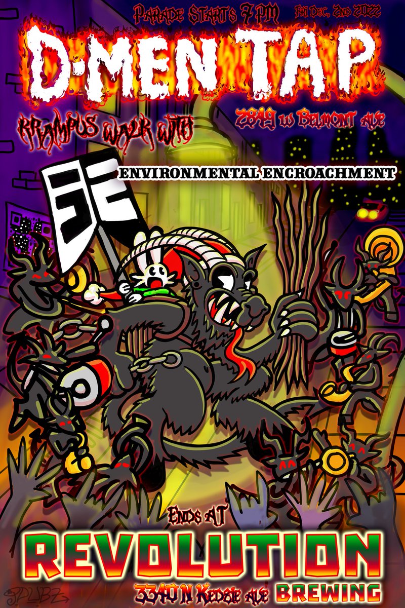 JDubzVisuals's tweet photo. Join @ee_circus_band this Friday December 2nd for the annual DMen Tap Krampus Parade ! Parade starts at 7PM at @DMenTap and ends at @RevBrewChicago (although the party will continue). Dress warm! 

Flyer design by J-Dubz Art 🤙 https://t.co/pqa17D0JVh