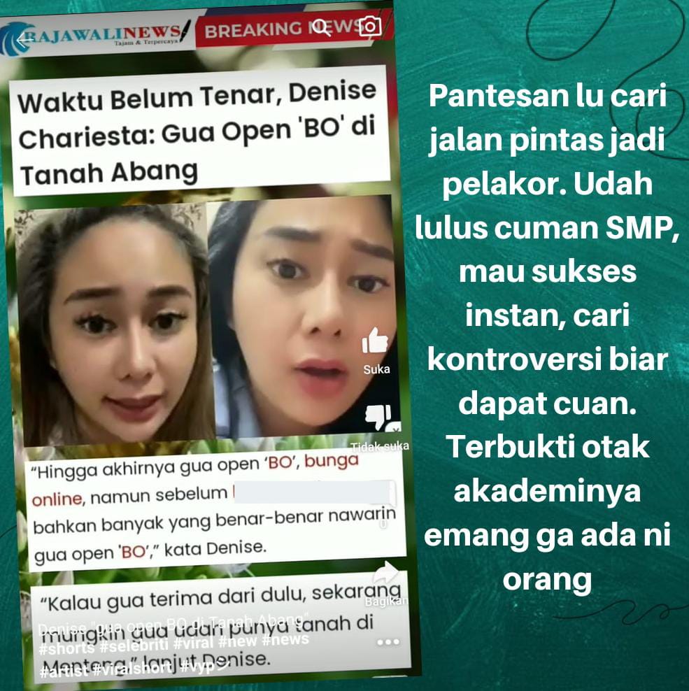 Ga nipu ga makan kale noch cewe

Setelah viral dan diklaim sebagai penipu, Denise Chariesta senang masuk TV. 

#DenisePembohonganPublik
