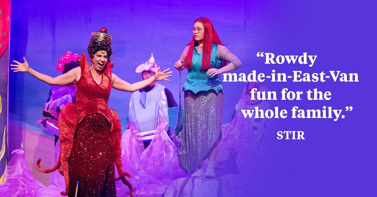TheCultch's tweet photo. The “raucously reimagined” EAST VAN PANTO: THE LITTLE MERMAID🧜‍is on now!

Check out Stir's Holiday Guide: https://t.co/9OzSB7p4zg

@ThtrReplacement's Panto is on until Jan 1, at the York Theatre &amp; online starting Dec 17

 🎟https://t.co/xe5RKC4g5O

#EastVanPanto
📸Emily Cooper https://t.co/BD25qEBrHM