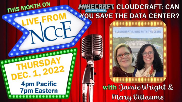 TammyDunbar's tweet photo. Don’t miss #LiveFromNCCE Thursday, 12/1! Discover #Cloudcraft & @PlayCraftLearn with EdTech Gurus @magistravill & @jamiewrightTIC 4pm Pacific/7pm Eastern - click here to join the #BestFreeEdTechPD ! https://t.co/PzRk7IK4BW #IAmNCCE #MIEExpert @NCCE_EdTech https://t.co/nFQ2WE9qfS