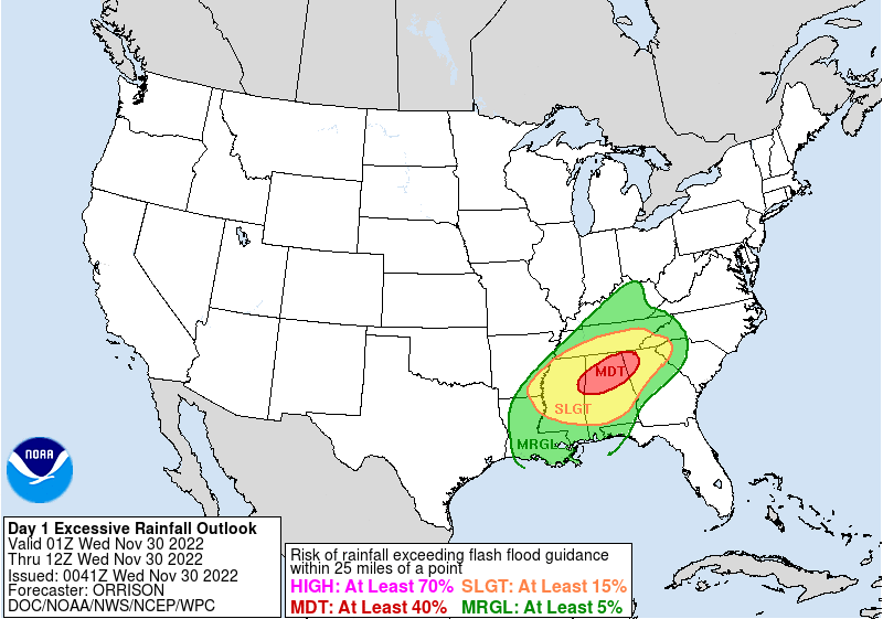 NWSAtlanta's tweet photo. 📢Forecast Updates...(thread)
Shifting our focus to potential hydro concerns overnight. @NWSWPC has introduced a moderate risk for excessive rainfall for portions of NW GA through early Wednesday. As storms form and train over the same areas flooding will likely pose a threat 🌧️ https://t.co/rF0YoiAlhY
