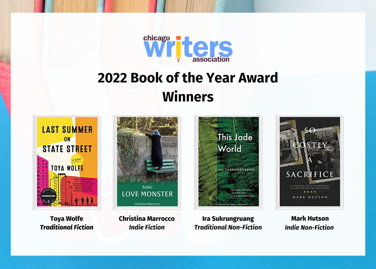 chicagowrites's tweet photo. Congrats to the #winners and honorable mentions of the 2022 Book of the Year Awards! Join us on January 21, 2023, for the #awards ceremony at @BookCellar. Stay tuned for details.

Learn more at https://t.co/GHFbU5N73U

#bookoftheyear2022 #writingcontests #books #justwrite2022 https://t.co/kYyQGNYMEF