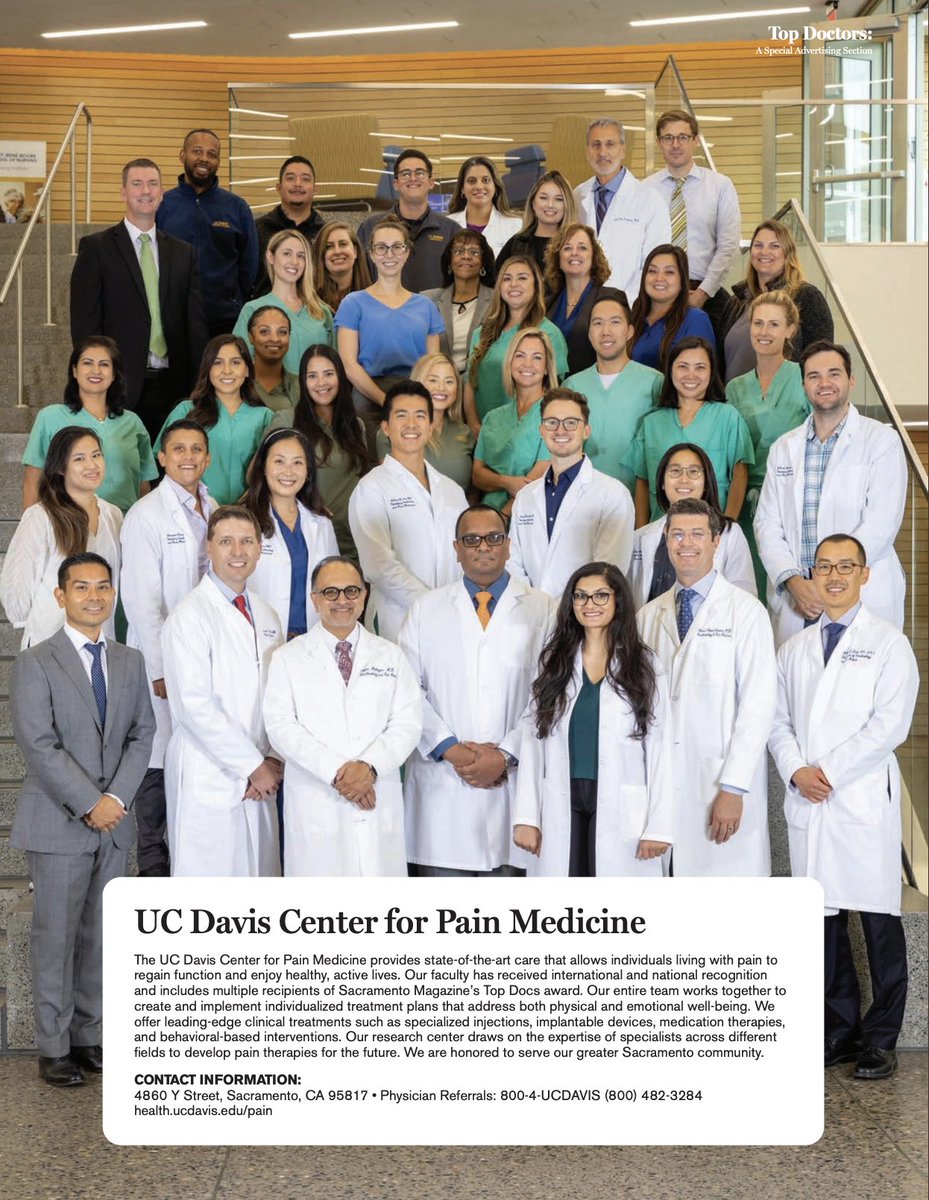 UCDavisPain's tweet photo. "The difference between ordinary and extraordinary is that little extra."- Jimmy Johnson. Thanks to all the @UCDavisHealth Pain Medicine physicians, nurses, fellows, and staff who are #extraordinary, and congrats to all those voted as @sacmag Top Docs! #TopDocs2022 @UCDavis_CAPR https://t.co/cejj8TAWLr