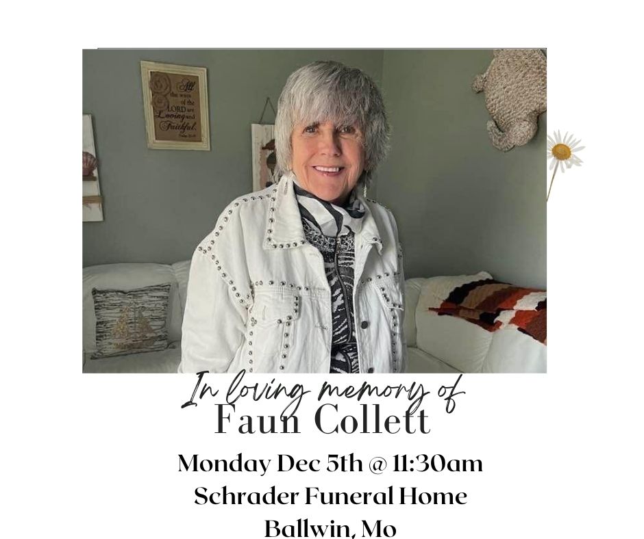 FCFCmo's tweet photo. A celebration of life will be held
Monday Dec 5th at 11:30 am
Schrader Funeral Home
14960 Manchester Rd
Ballwin, Mo 63011 https://t.co/CtqdEF7VLQ