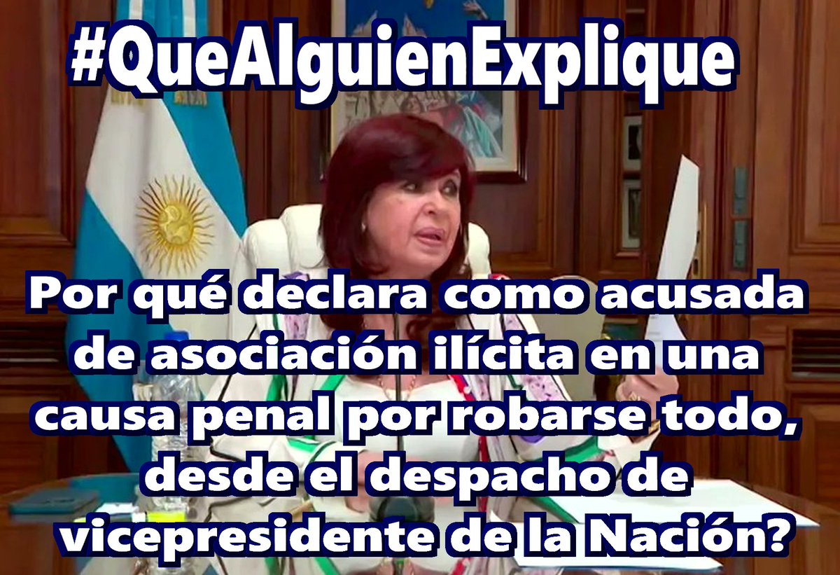 MdqMel's tweet photo. @pau_oliveto #TodosConLaJusticia⚖️
#EsCorrupciónOJusticia⚖️
#QueAlguienLoExplique
Por qué CFK declara como acusada de asociación ilícita en una causa penal por robarse todo, desde el despacho de vicepresidente de la Nación? https://t.co/DBUQcpP7I2