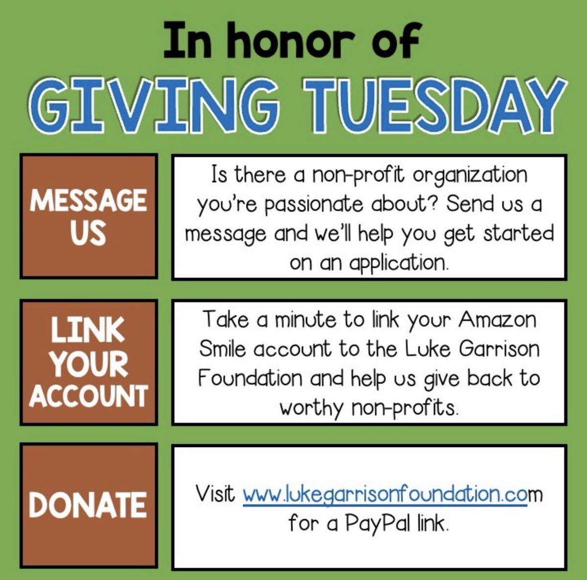 _LGFoundation's tweet image. #GivingTuesday #LiveLikeLuke