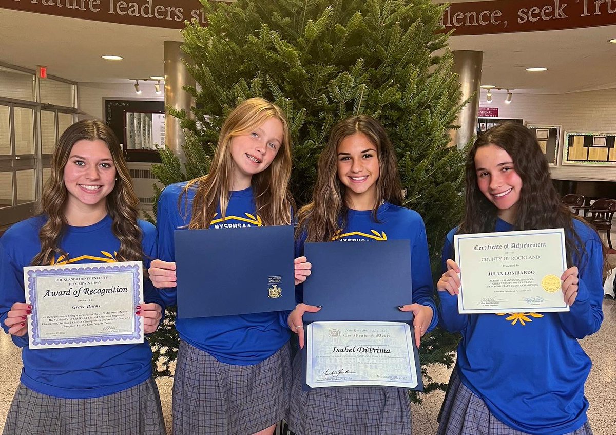 GirlsSoccerAMHS's tweet image. Thank You County Executive @ElectEdDay &amp;amp; County Legislator John McGowan for coming to Albertus today to honor our NY State Champions &amp;amp; our JV Rockland County Champions! Also thank you to Assemblyman Michael Lawler for recognizing our girls &amp;amp; coaches with a certificate of merit.