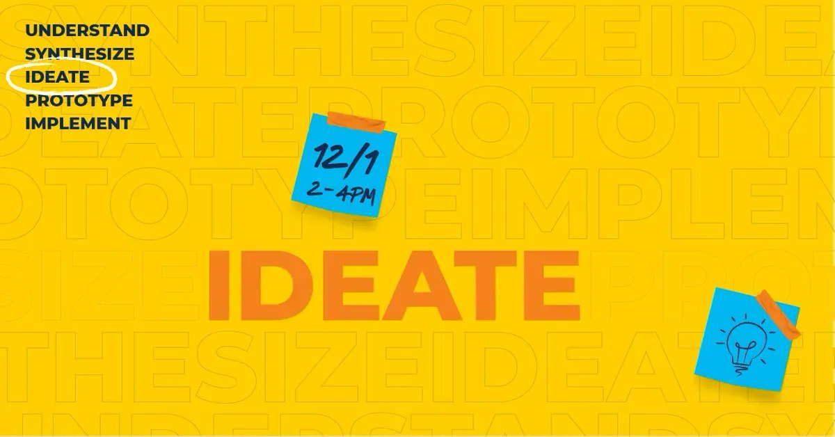 Join us for our Boot Camp -"Ideate". We all have good ideas, but how can we intentionally ideate to develop innovative solutions to complex problems? Learn and practice collaborative ideation to generate ideas and how to communicate them. Sign up here buff.ly/3u6KOpj