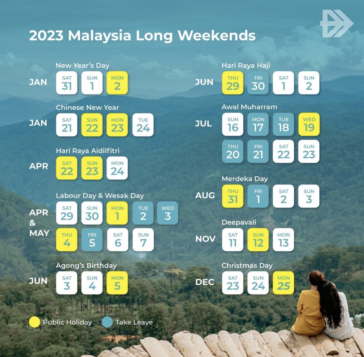 TravelJimat's tweet photo. Senarai cuti bersambung untuk tahun 2023. https://t.co/dv9vIrvQbw