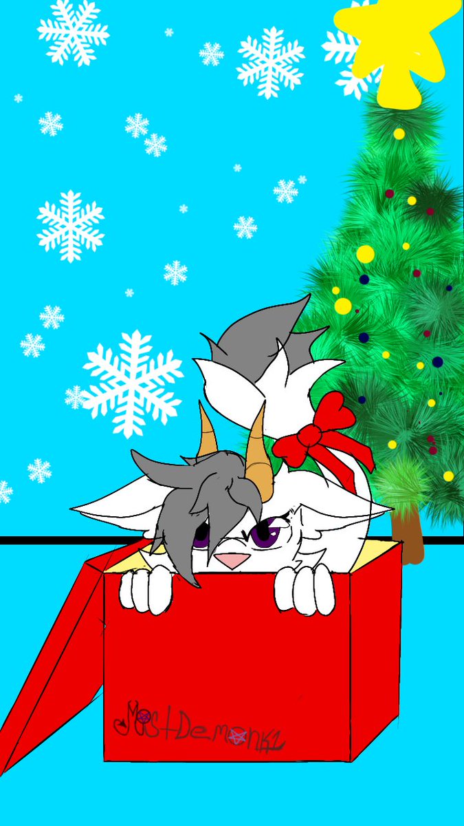 MistDemonK1's tweet photo. Sammy The Dragon Kitty gift time.
I saw a few characters in gift boxes art by amazing artist so here is my crappy art of my fursona Sammy. A dragon/cat who is small and fluffy
#fursona #furryartwork #furry #DragonKitty #Christmas https://t.co/xsSb0w6oQs