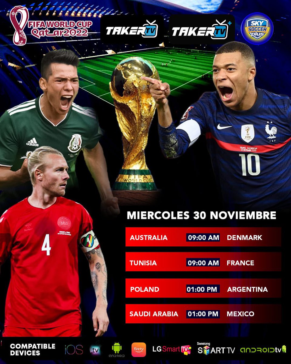 Pues a apoyar a Mexico ojalá y Argentina le gane un 3-0 a Polonia así con un 1-0 ganando pasaríamos! Nada es imposible! Ahora disfruta de todos los partidos por solo $60pesos, usa el código SOLO60 en takerapp.com