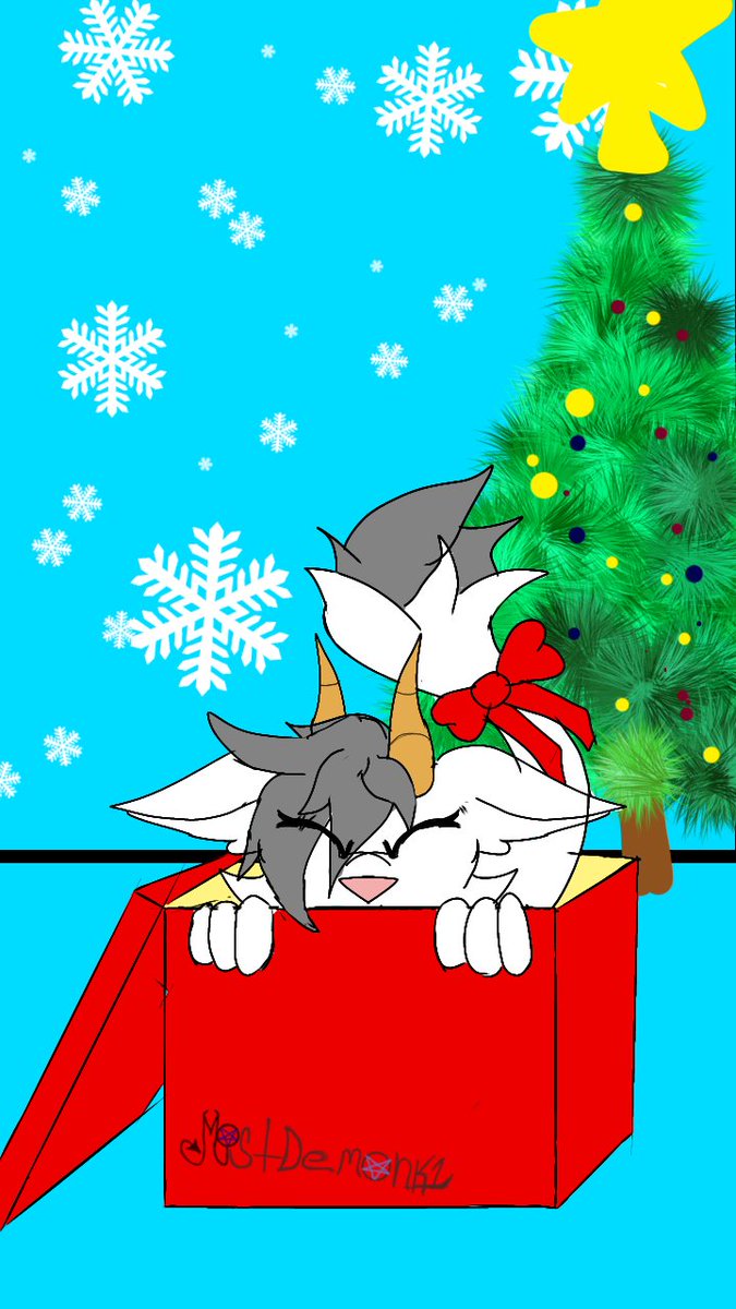 MistDemonK1's tweet photo. Sammy The Dragon Kitty gift time.
I saw a few characters in gift boxes art by amazing artist so here is my crappy art of my fursona Sammy. A dragon/cat who is small and fluffy
#fursona #furryartwork #furry #DragonKitty #Christmas https://t.co/xsSb0w6oQs